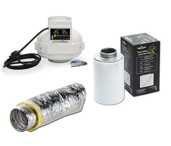 Prima Klima Ventilation Kit 125mm Fan + 125mm 360-480 m3/H Carbon Filter + Ventilation duct