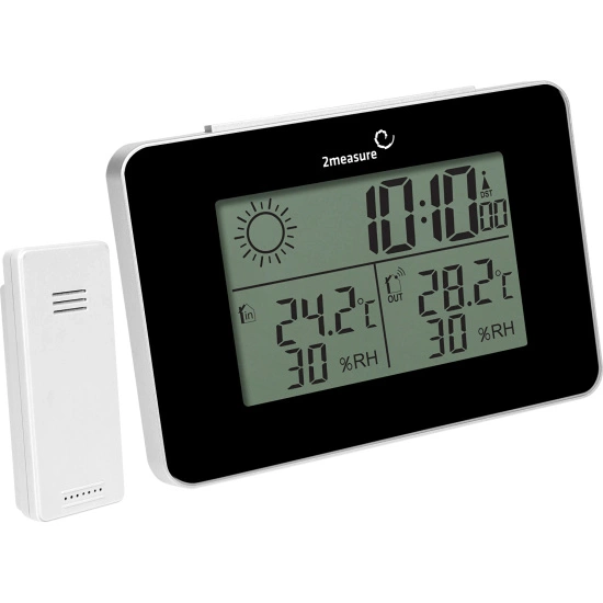 2measure RCC weather station – electronic, wireless, illuminated with wireless sensor, black