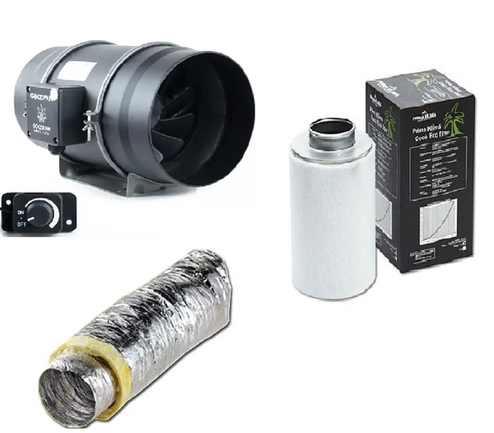 Ventilation kit GOOD FAN 200mm 850m3/h + Prima Klima 780-1000m3/h carbon filter + insulated duct