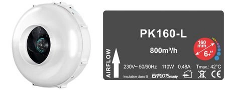 Fan Prima Klima 1 Speed ​​160mm 800m3 / h