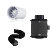 Quiet 100mm 100m^3/h Ventilation Kit - Croco carbon filter 160-240m^3/h