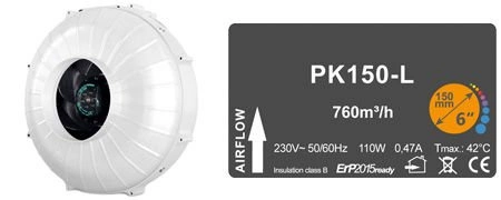 Fan Prima Klima 1 Speed 150mm 760m3/h