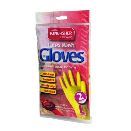 2 PAIRS OF HOUSEHOLD LATEX RUBBER GLOVES - LARGE