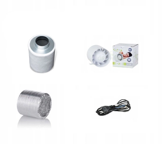 Complete airroxy quiet ventilation kit + 100mm Herbgarden Carbon filter 100mm 130-200 m3/h