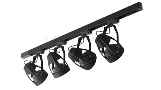 Lighting kit VERTICANA® 4x light bulb rail holder | BLACK | 45° lens 