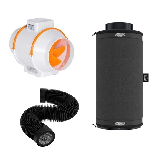 Ventilation set Carbon filter Croco Filters 420-680 m3 / h + Fan Extractor TT 150mm Dual 405-520m3 / h