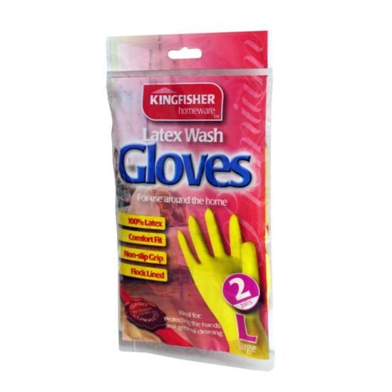 2 PAIRS OF HOUSEHOLD LATEX RUBBER GLOVES - MEDIUM