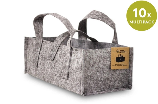 Multipack Root Pouch Balcony Heather Grey fabric pot with handles - 12L 40x20x15 cm 10 units 