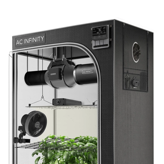 AC Infinity Complete Grow Tent Kit 120x60x180 cm with Full Spectrum LED Grow Light and integrated smart controls for ventialtion and circulation